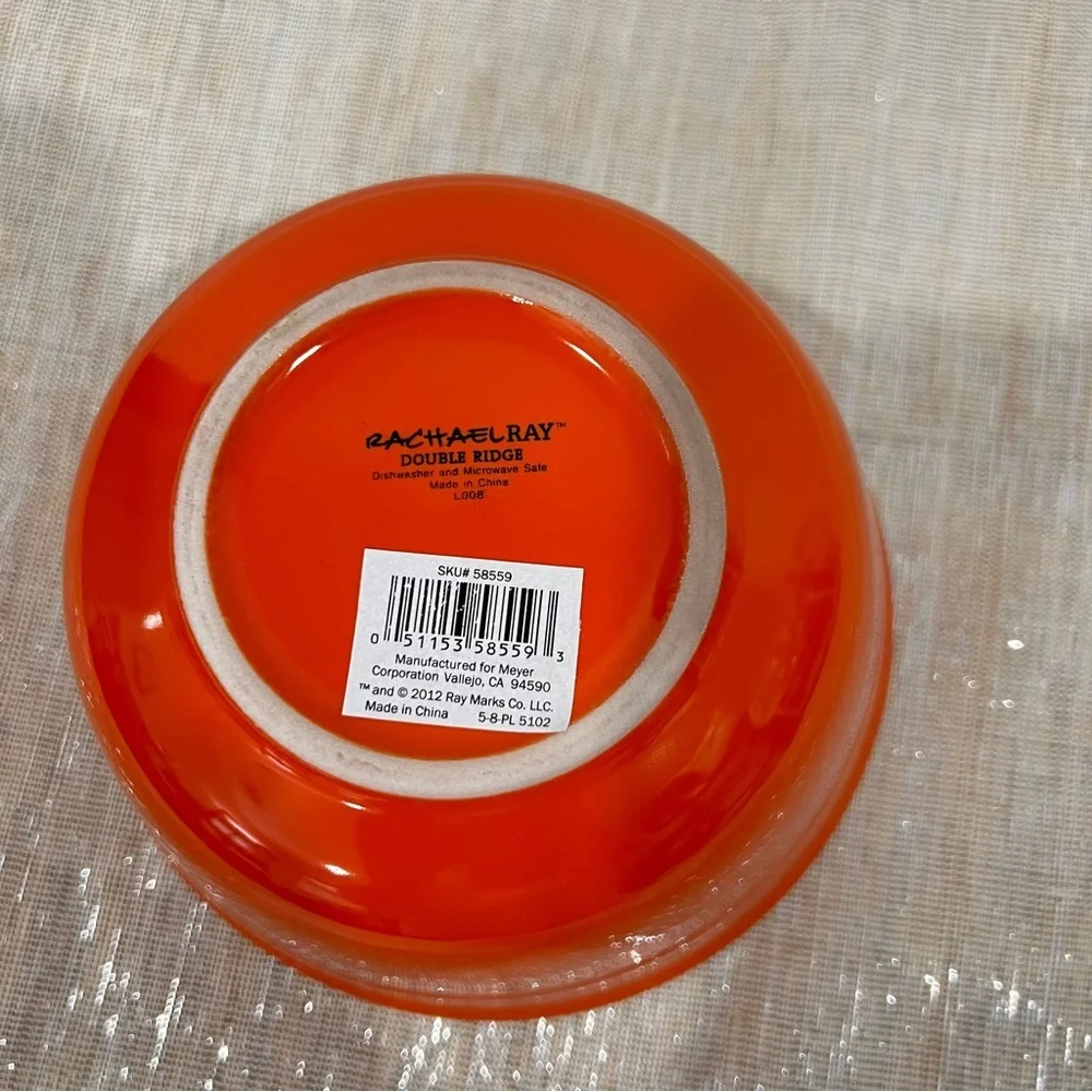 Rachael Ray Double Ridge Tangerine Orange Bowl Perfect For Cereal Or Soup Glazed